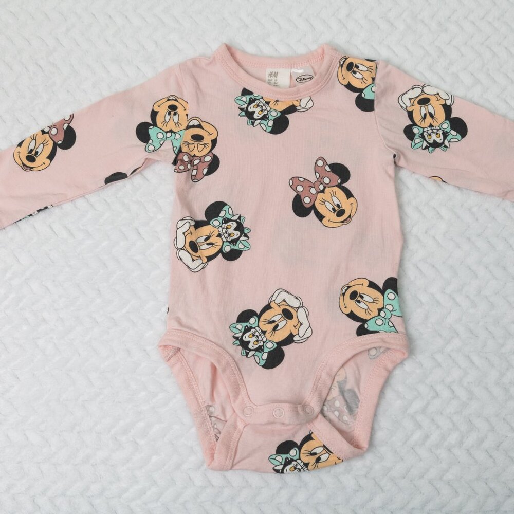 H&M Minnie Mouse pink long sleeve onesie